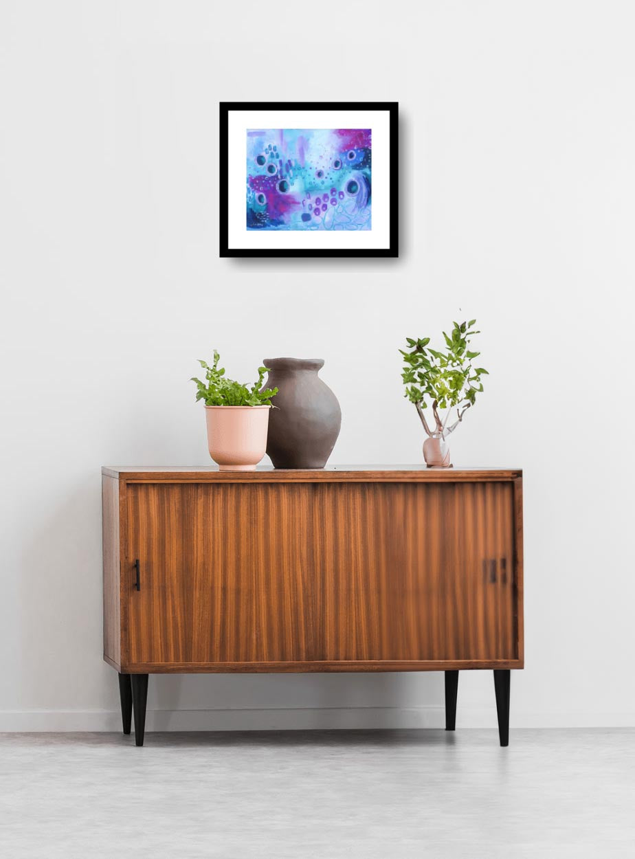 Amber Killinger Art - "Herein Lies The Way" Original Abstract Art Painting 11x14 Blue Purple