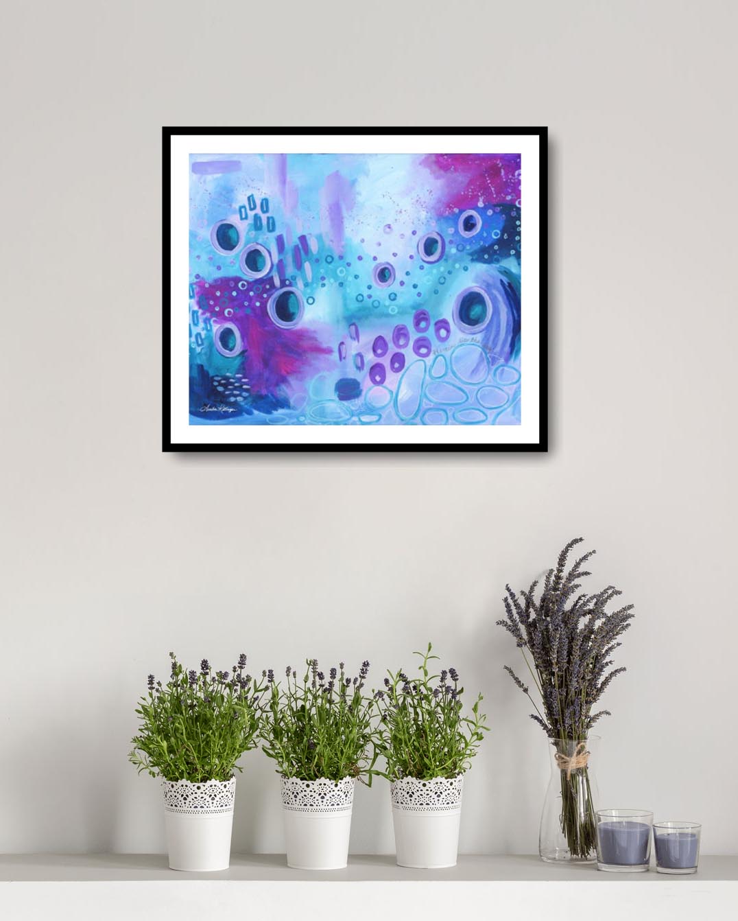 Amber Killinger Art - "Herein Lies The Way" Original Abstract Art Painting 11x14 Blue Purple