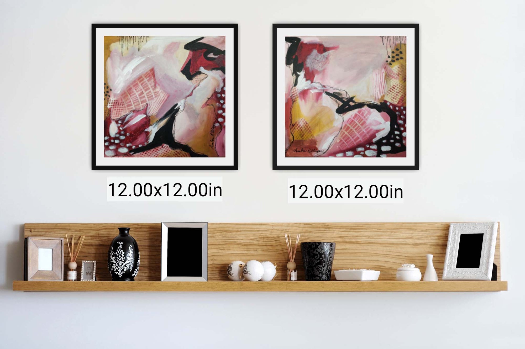 On Purpose Red Diptych - Original Abstract Art Painting 12x12 (Set of 2) (Unframed)