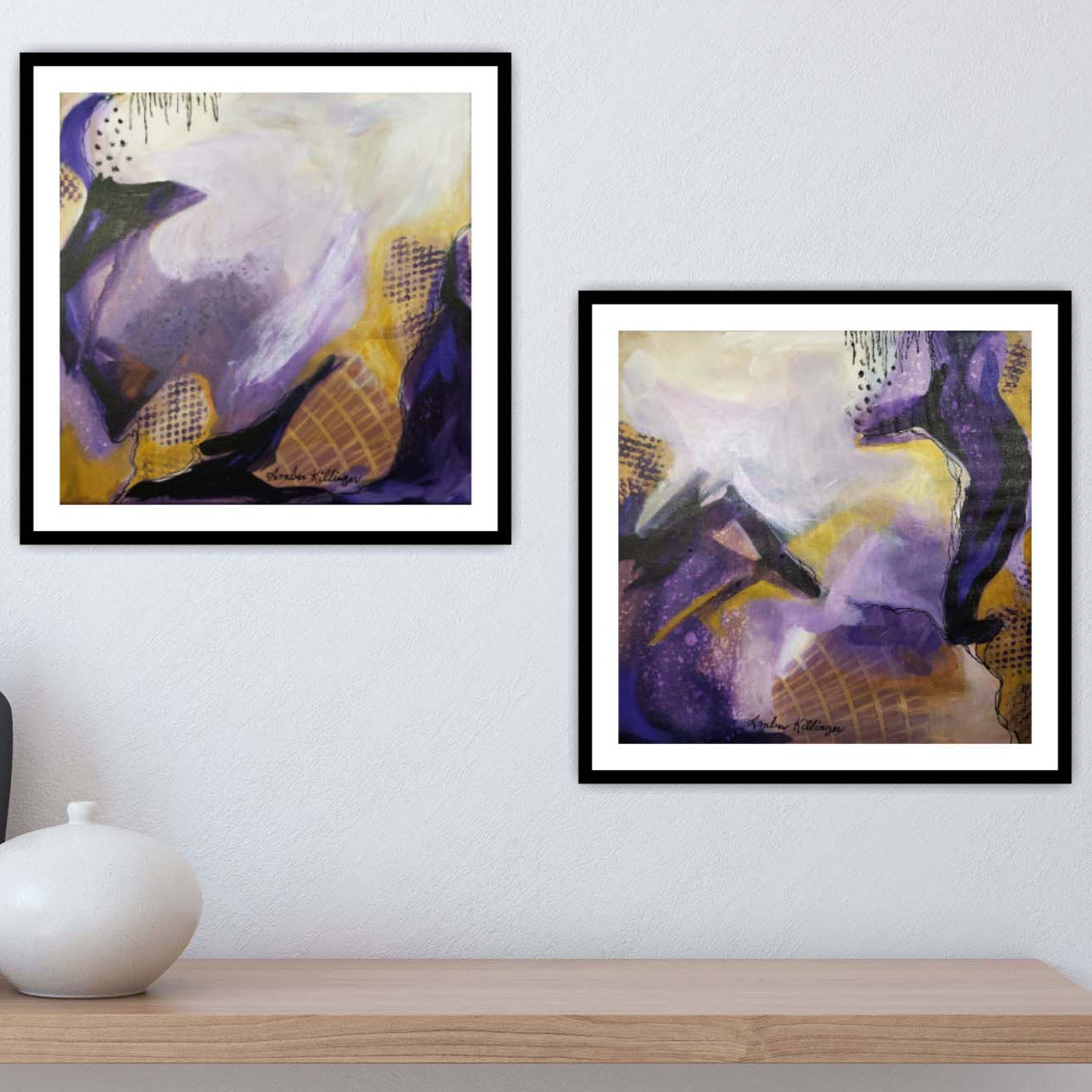 On Purpose Purple Diptych - Original Abstract Art Painting 12x12 (2 pc) (Unframed)