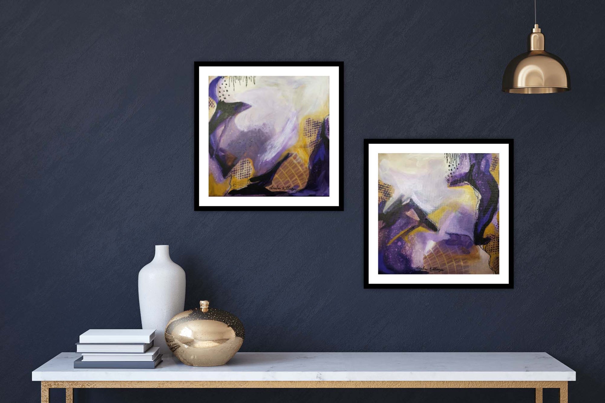 On Purpose Purple Diptych - Original Abstract Art Painting 12x12 (2 pc) (Unframed)
