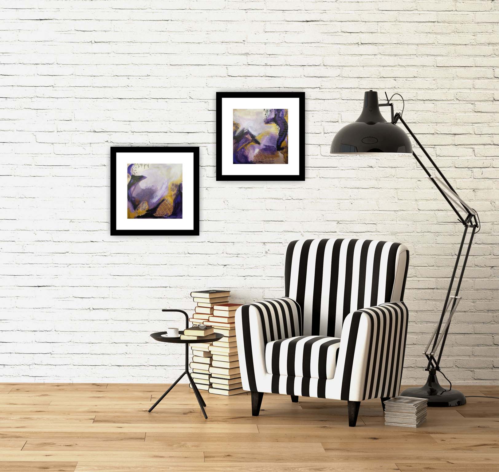On Purpose Purple Diptych - Original Abstract Art Painting 12x12 (2 pc) (Unframed)