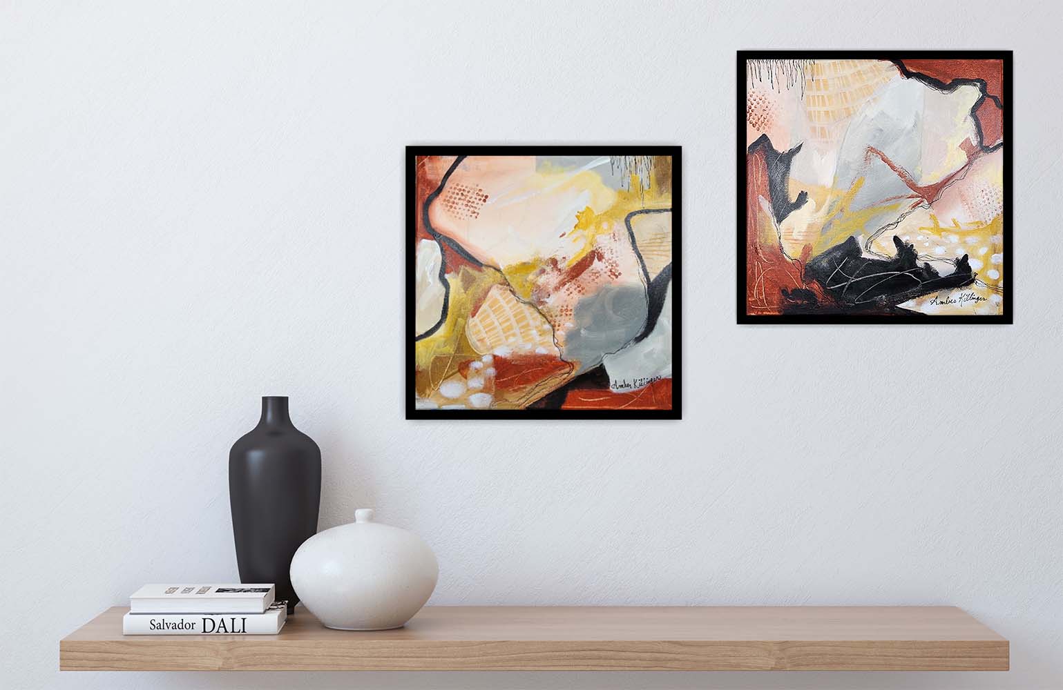 On Purpose Rust Diptych - Original Abstract Art Painting 12x12 (Set of 2) (Unframed)