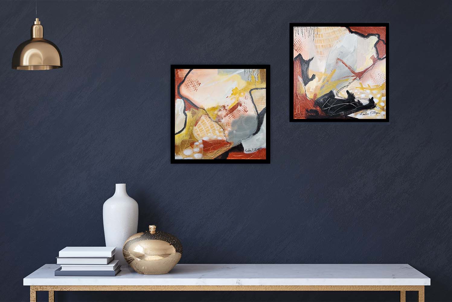 On Purpose Rust Diptych - Original Abstract Art Painting 12x12 (Set of 2)