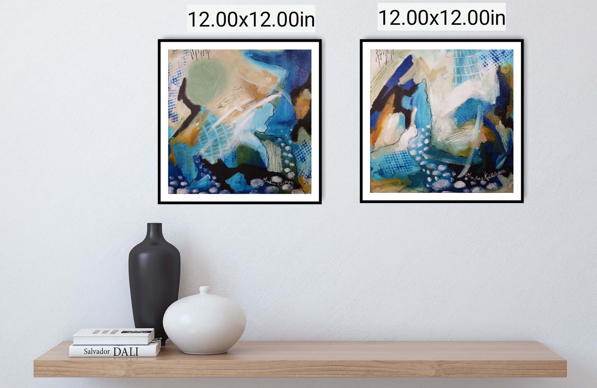 On Purpose Blue Diptych - Original Abstract Art Painting 12x12 (Set of 2)