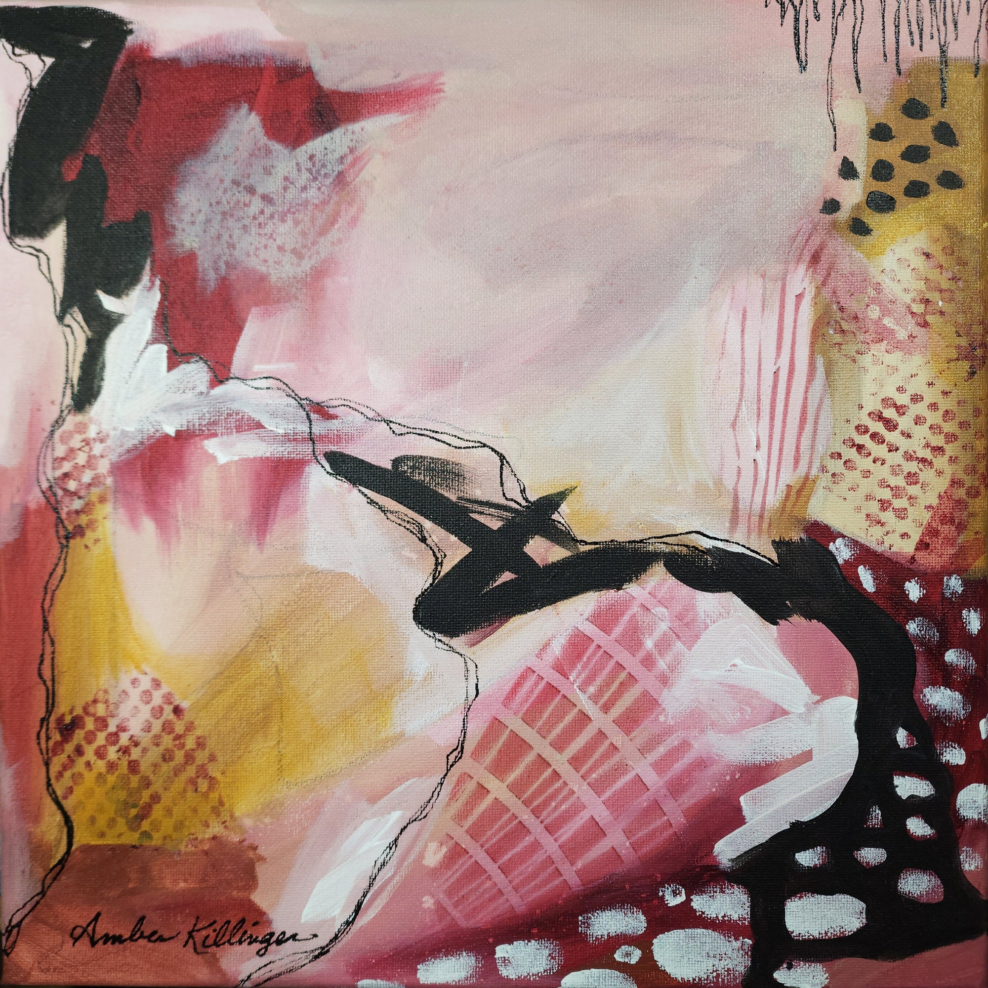 On Purpose Red Diptych - Original Abstract Art Painting 12x12 (Set of 2) (Unframed)