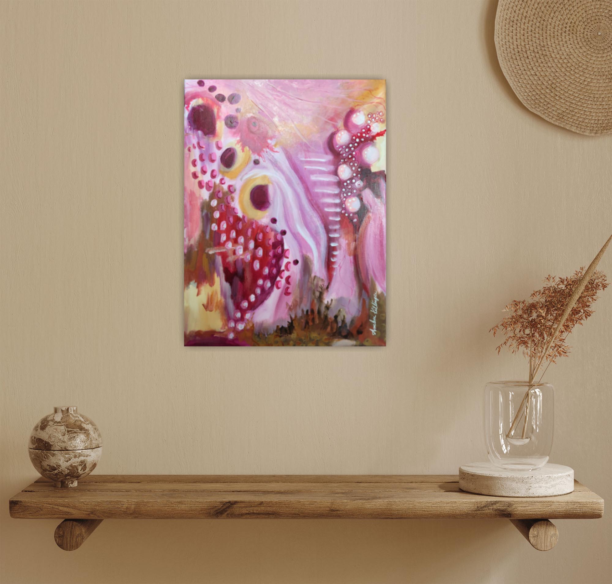 Raspberry Fields - Original Abstract Art Painting 12x16