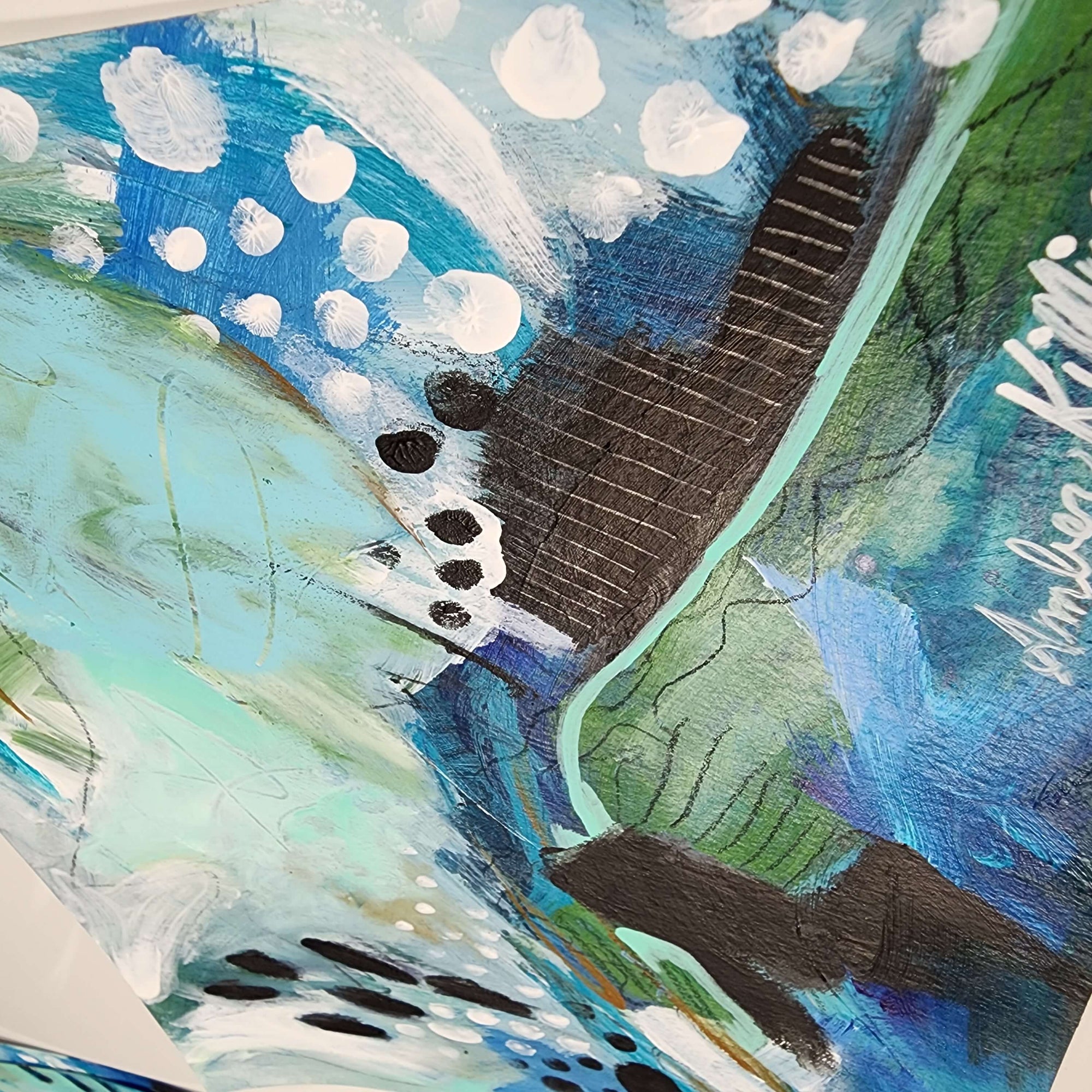 Reflective Distortions 2 - Original Abstract Art Painting 9x12 Paper