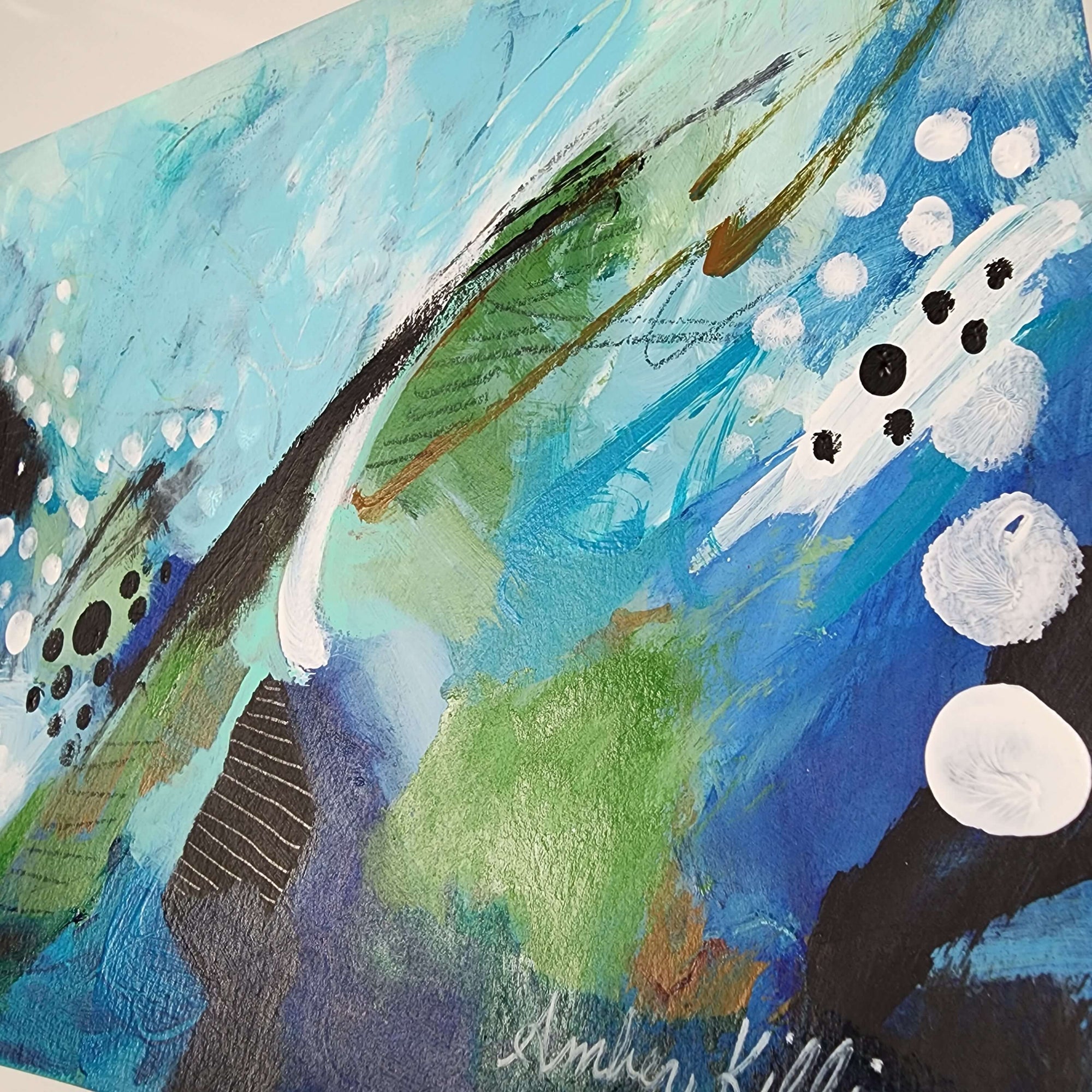 Reflective Distortions 3 - Original Abstract Art Painting 9x12 Paper