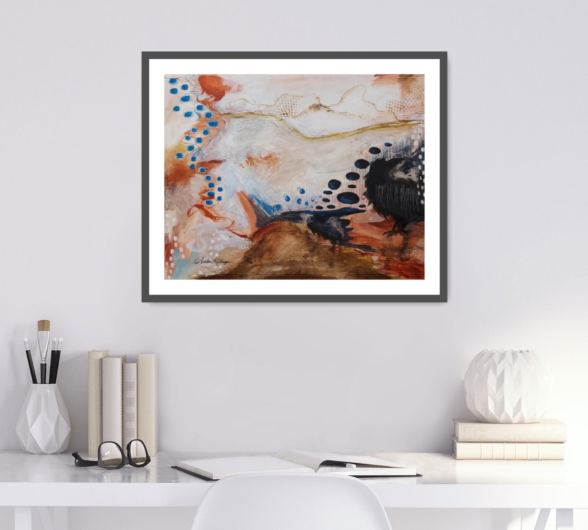 The Raven - Original Abstract Art Painting 16x20 - Amber Killinger Art