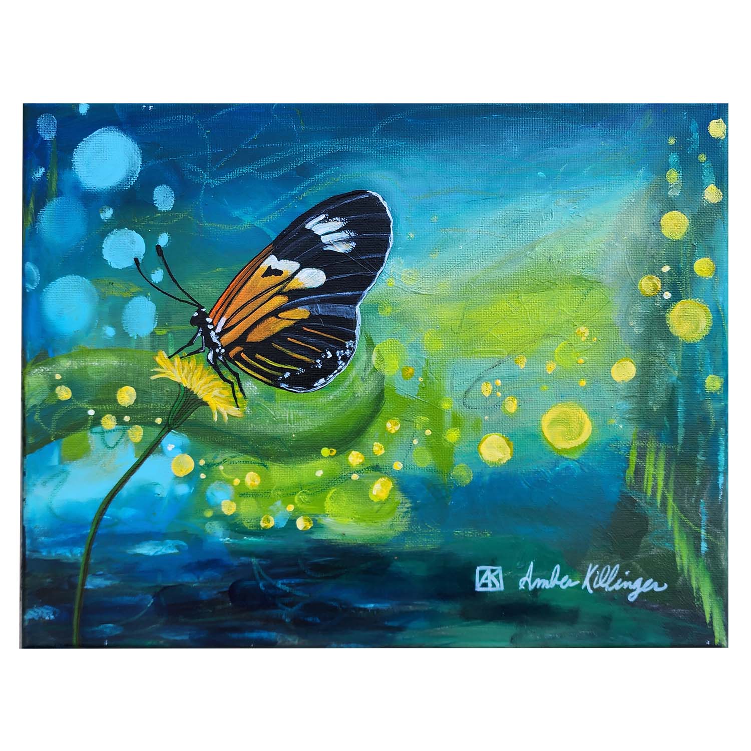 Wings of Whimsy - Original Abstract Butterfly Art Painting 14x11 (Unframed)