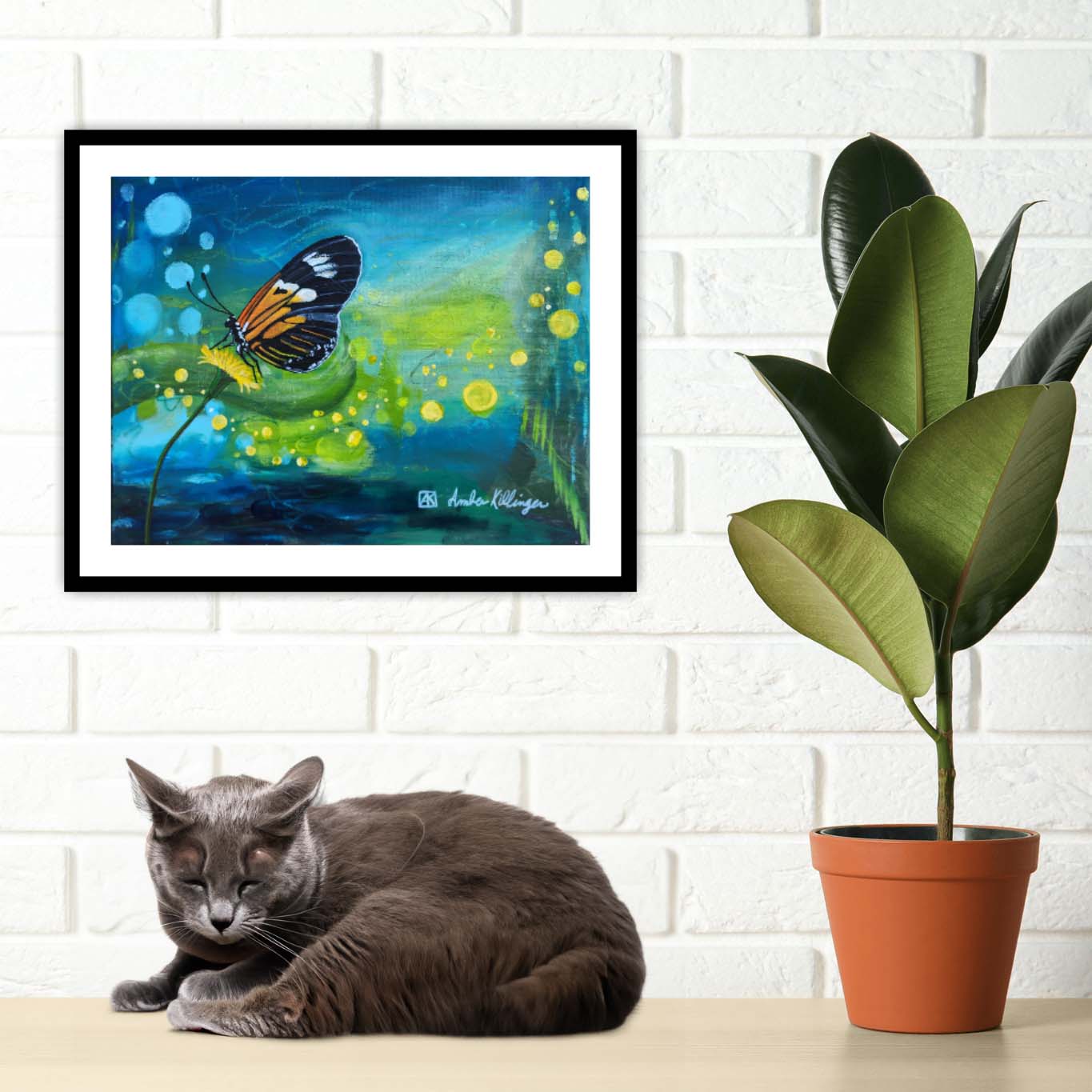 Wings of Whimsy - Original Abstract Butterfly Art Painting 14x11 (Unframed)