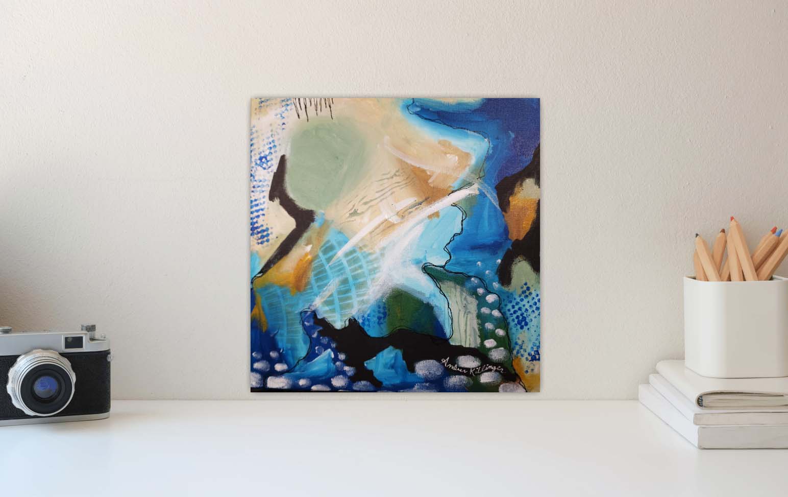 On Purpose Blue Diptych - Original Abstract Art Painting 12x12 (Set of 2)