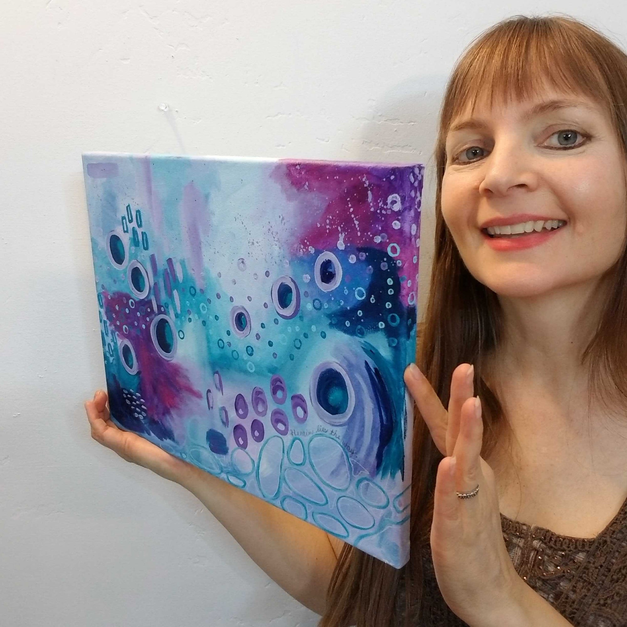 "Herein Lies The Way" Original Abstract Art Painting 14x11 Blue Purple