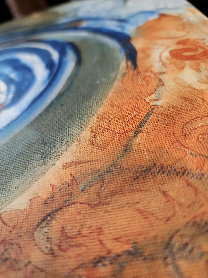 "Tsunami" Original Abstract Art Painting 14x11 Blue Water