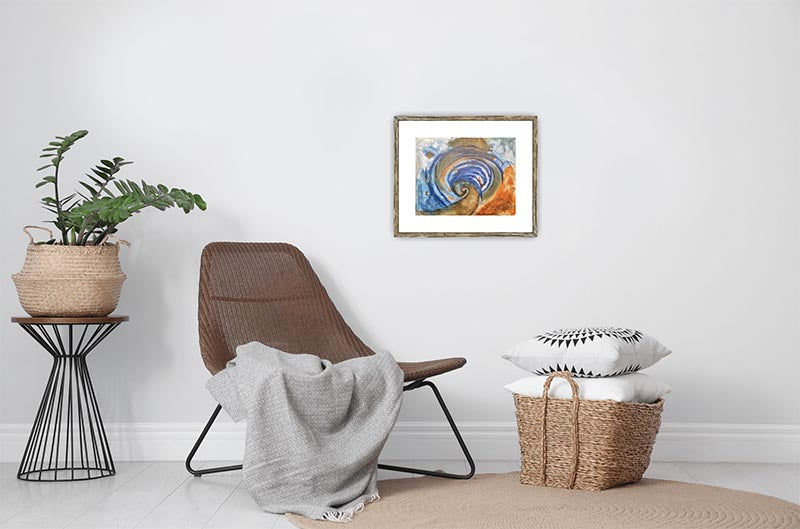 "Tsunami" Original Abstract Art Painting 14x11 Blue Water