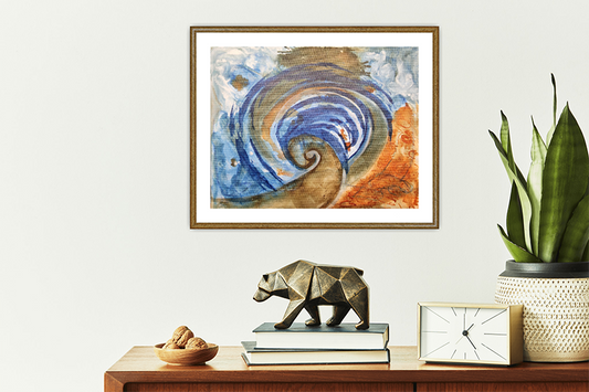 "Tsunami" Original Abstract Art Painting 11x14 Blue Water