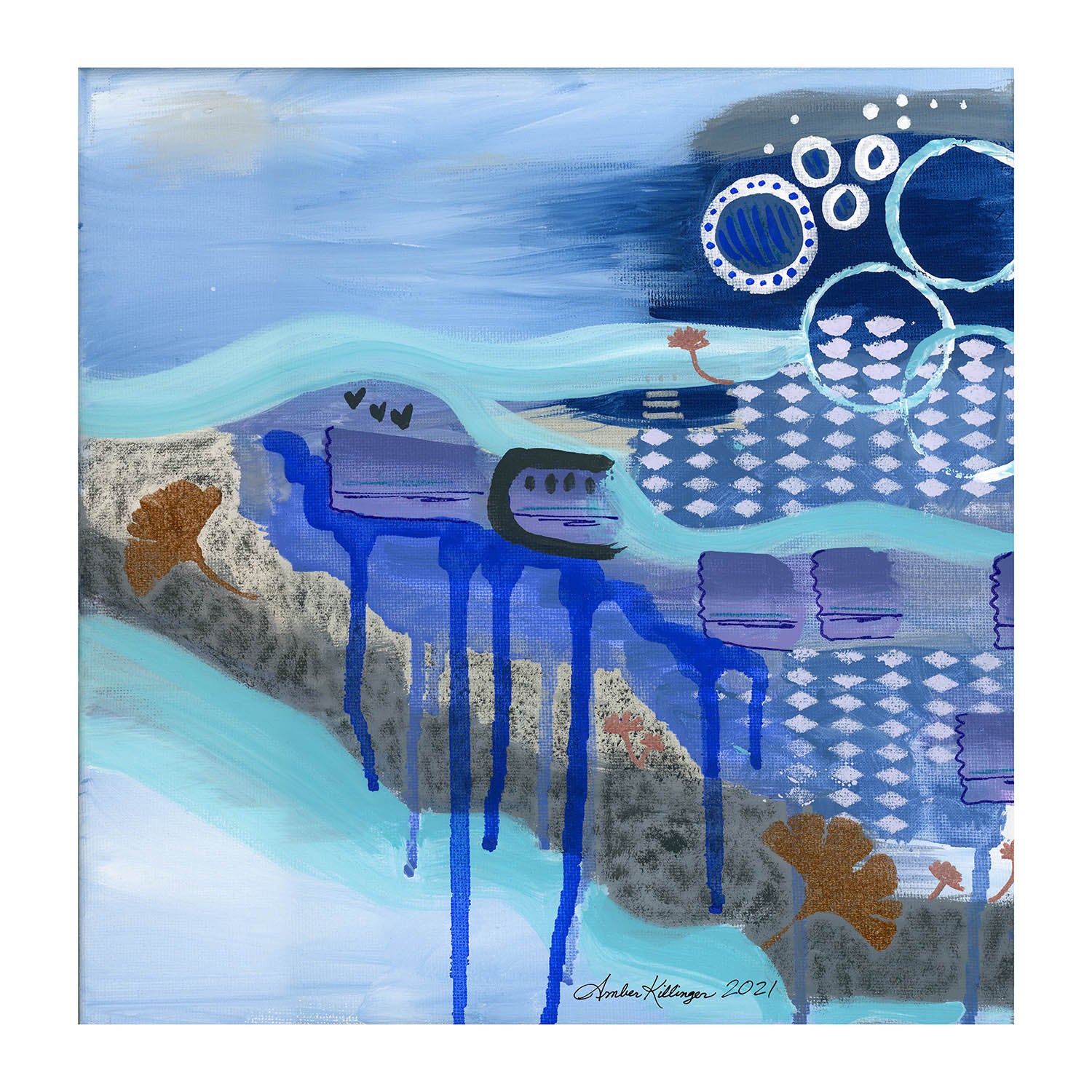 "Deep Diving" Original Abstract Art Paintings (Set of 4) 10x10 ea