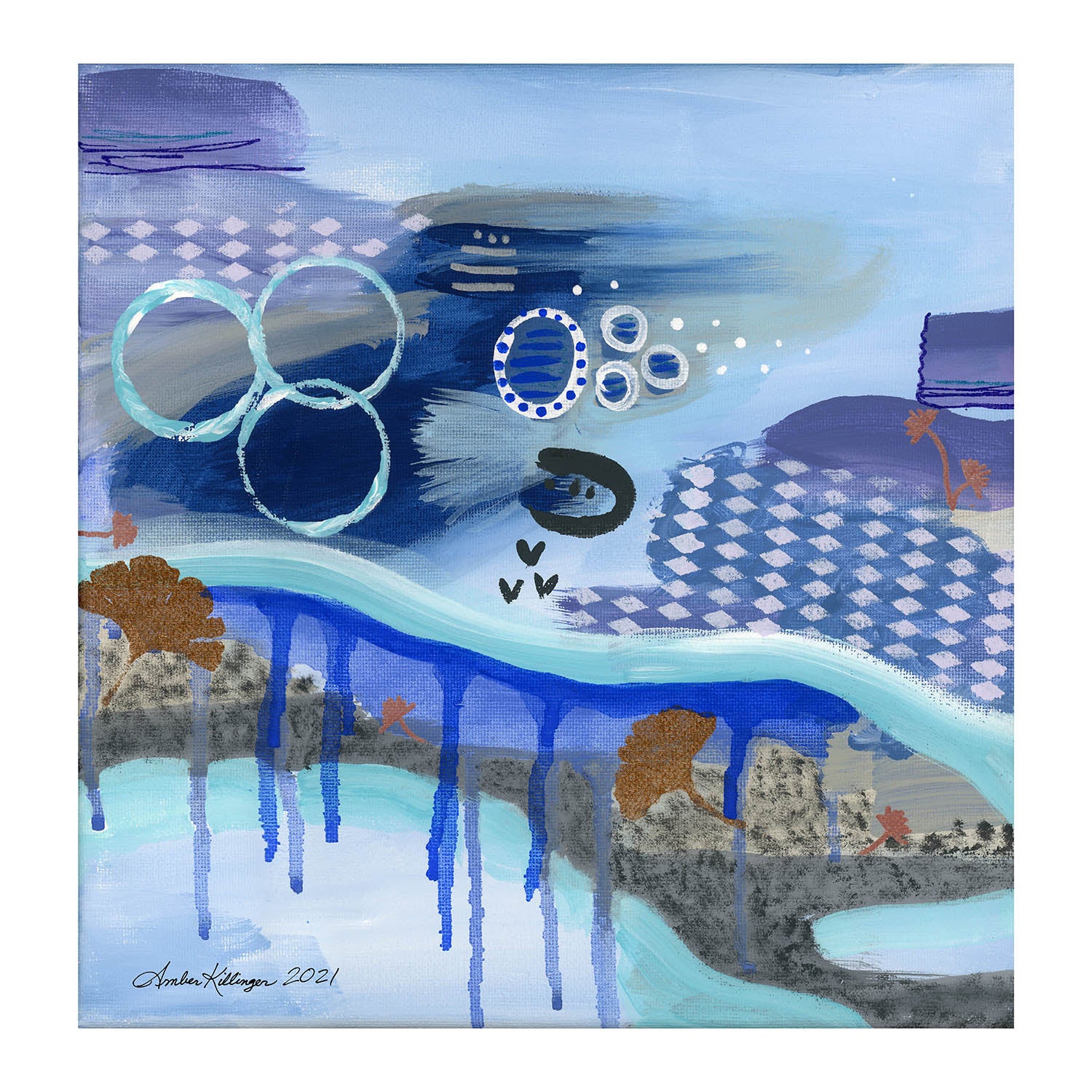 "Deep Diving" Original Abstract Art Paintings (Set of 4) 10x10 ea