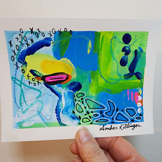 Our Soul's Journey 7 - Original Abstract Art on Paper 6x4.5 inches