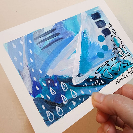 Rainy Days 4 - Original Abstract Art on Paper 6x4.5 inches