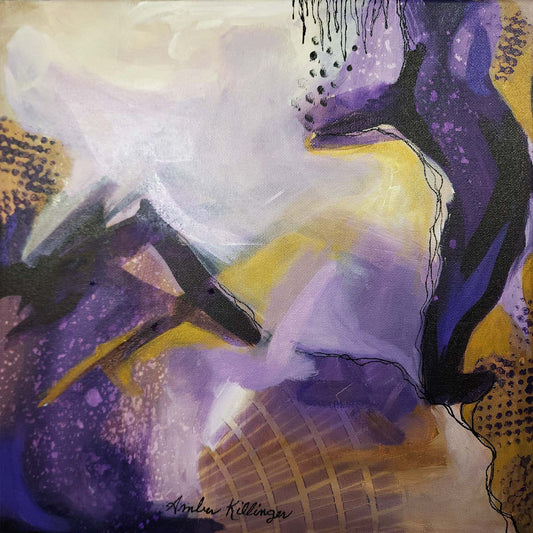 On Purpose Purple 2 -  Original Abstract Art Painting 12x12