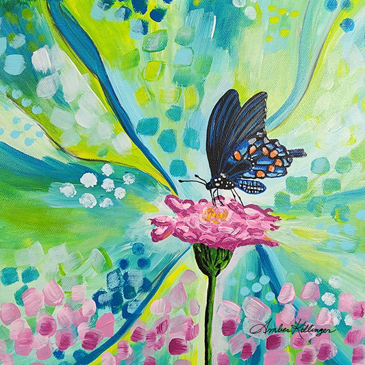 Energy of Spring - Butterfly Original Painting 10x10