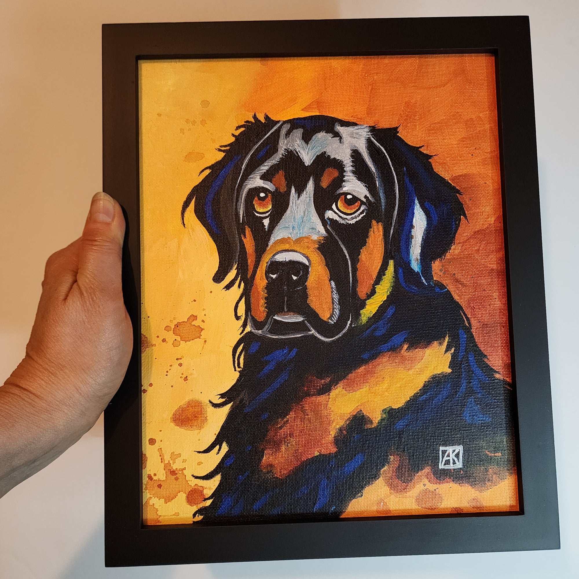 Cosmic Gordan Setter - Original Whimsical Dog Art Painting 8x10 FRAMED