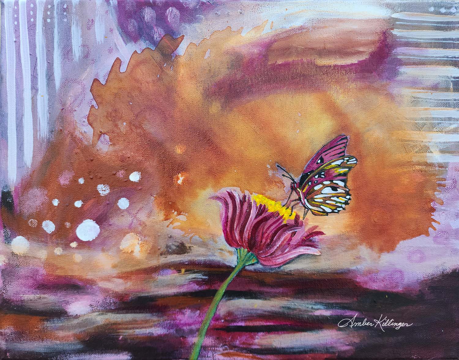 Awakening - Original Abstract Butterfly Art Painting 14x11 (Unframed)