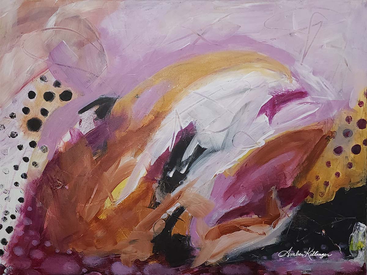 Pink Cosmic Burst - Original Abstract Art Painting 18x24 - Amber Killinger Art