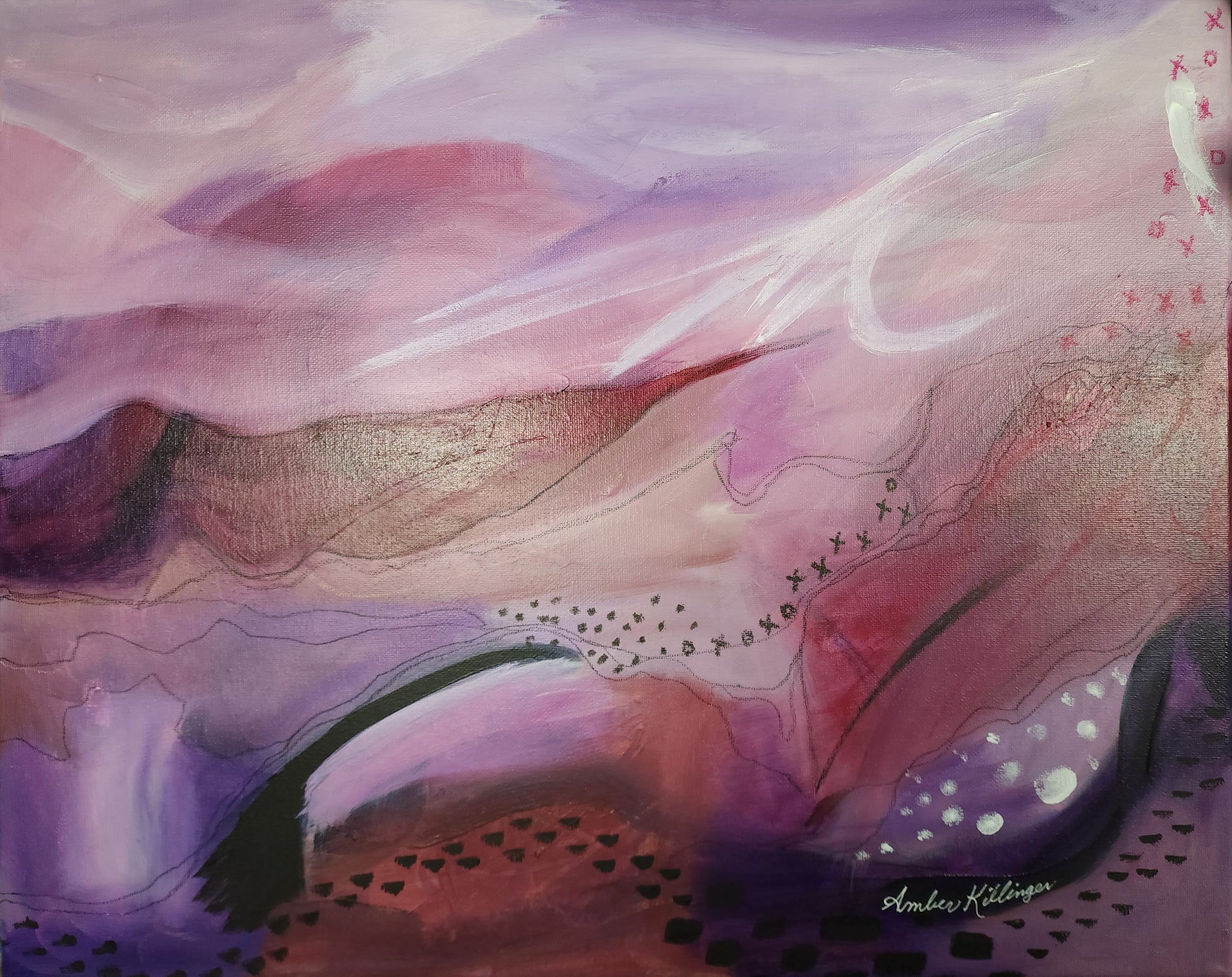 Desert Sunset - Muted Violet Purple Original Abstract Art Painting 16x20 - Amber Killinger Art