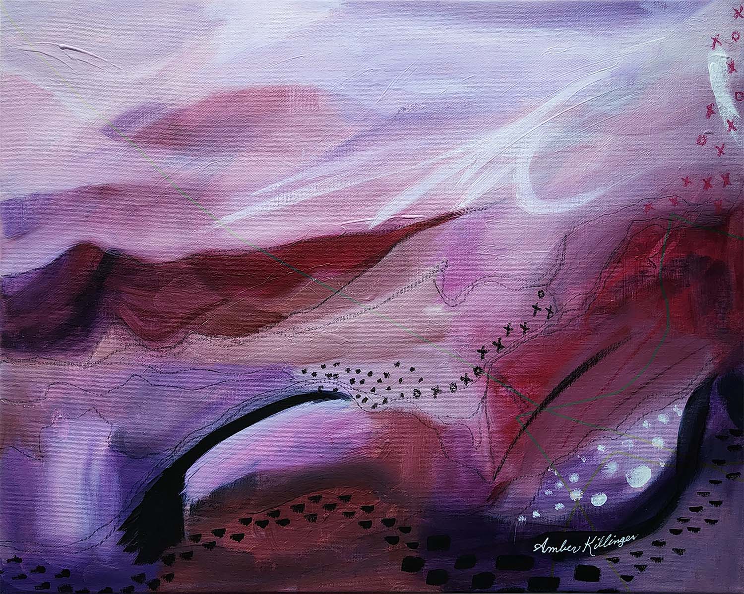 Desert Sunset - Muted Violet Purple Original Abstract Art Painting 16x20 - Amber Killinger Art