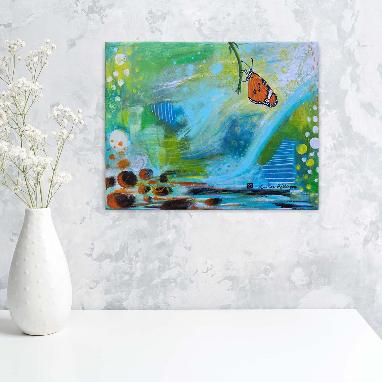 Emerging Radiance - Original Abstract Butterfly Art Painting 14x11 (Unframed)