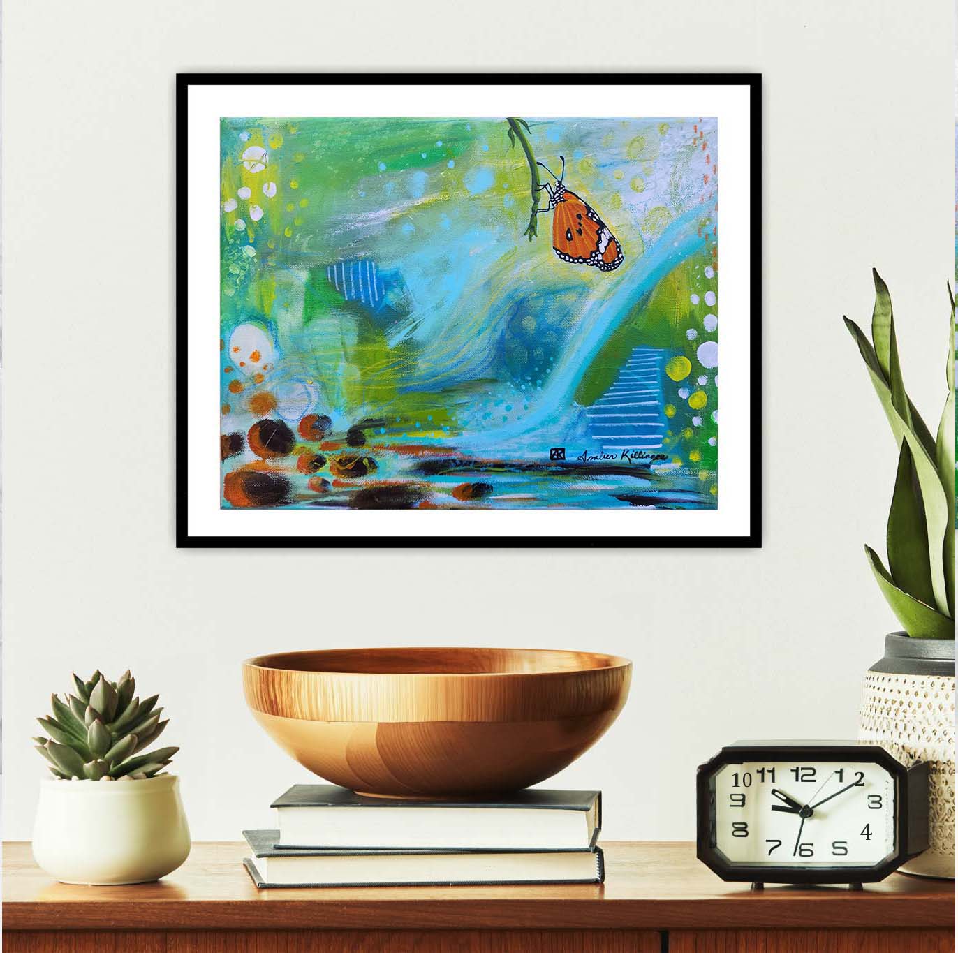 Emerging Radiance - Original Abstract Monarch Butterfly Art Painting 14x11 (Unframed)