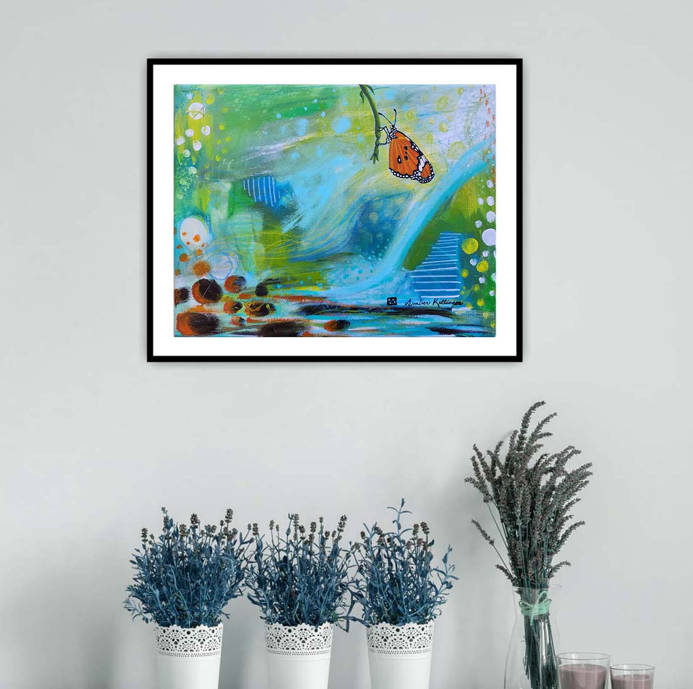 Emerging Radiance - Original Abstract Butterfly Art Painting 14x11 (Unframed)