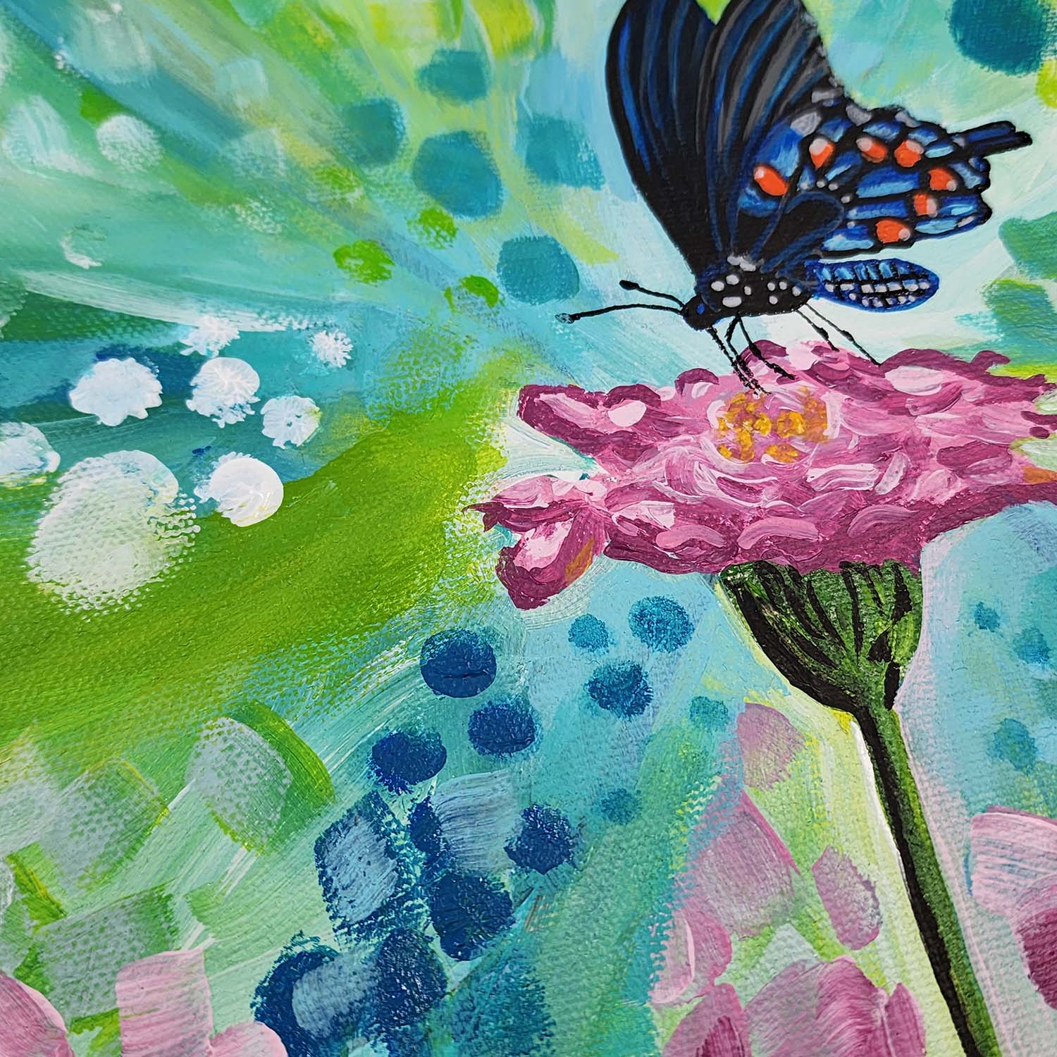 Energy of Spring - Butterfly Original Painting 10x10 (Unframed)