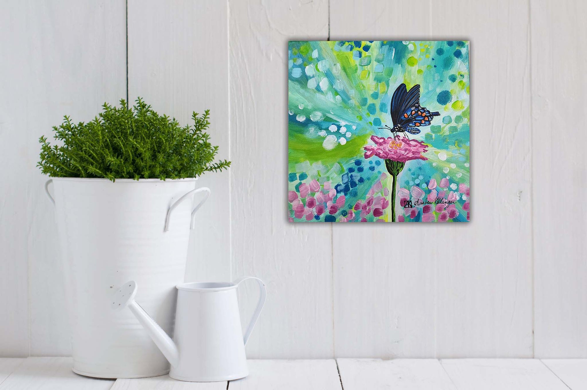 Energy of Spring - Butterfly Original Painting 10x10 (Unframed)