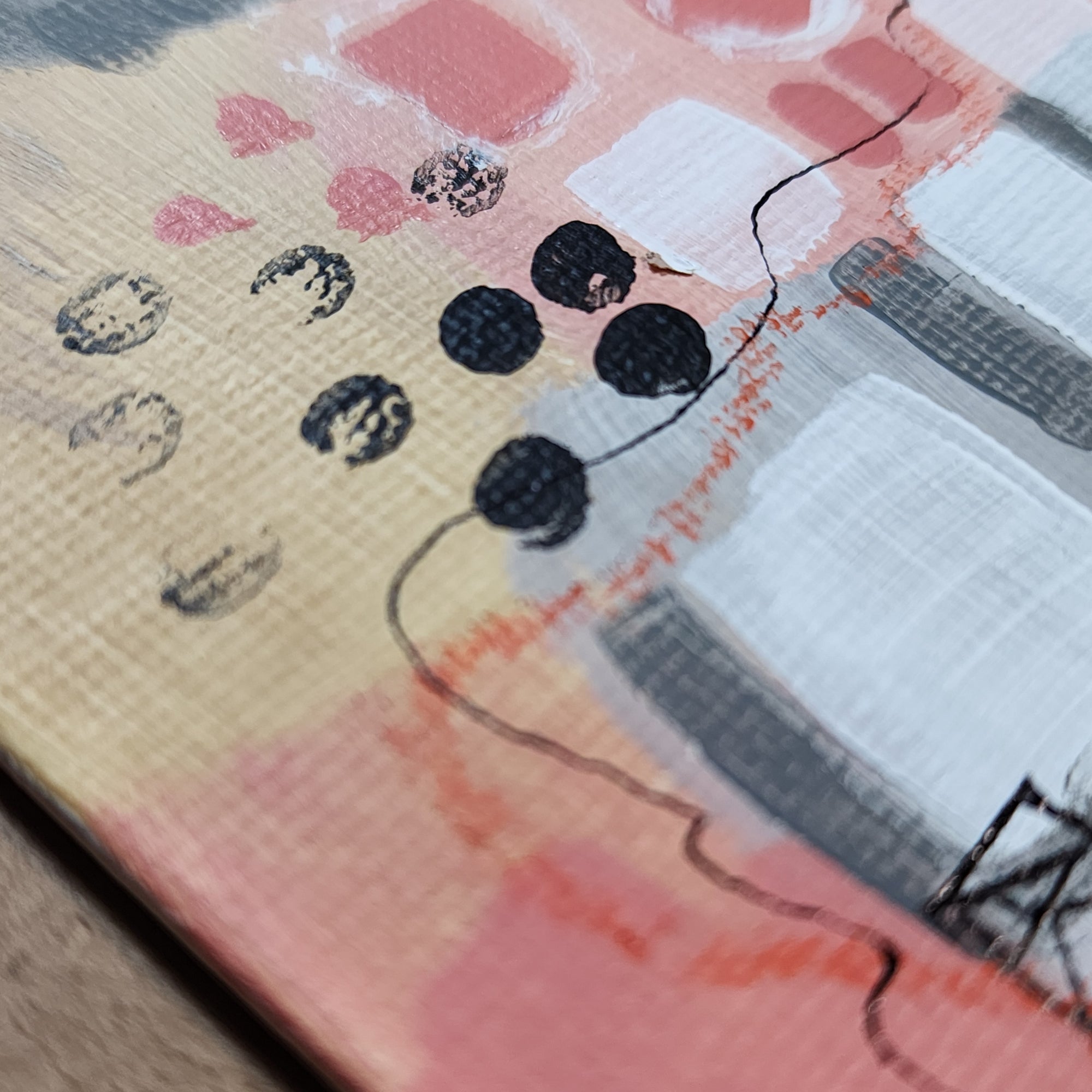 Pink Abstract Original Paintings Framed Art - Set of 4pc 5x7"