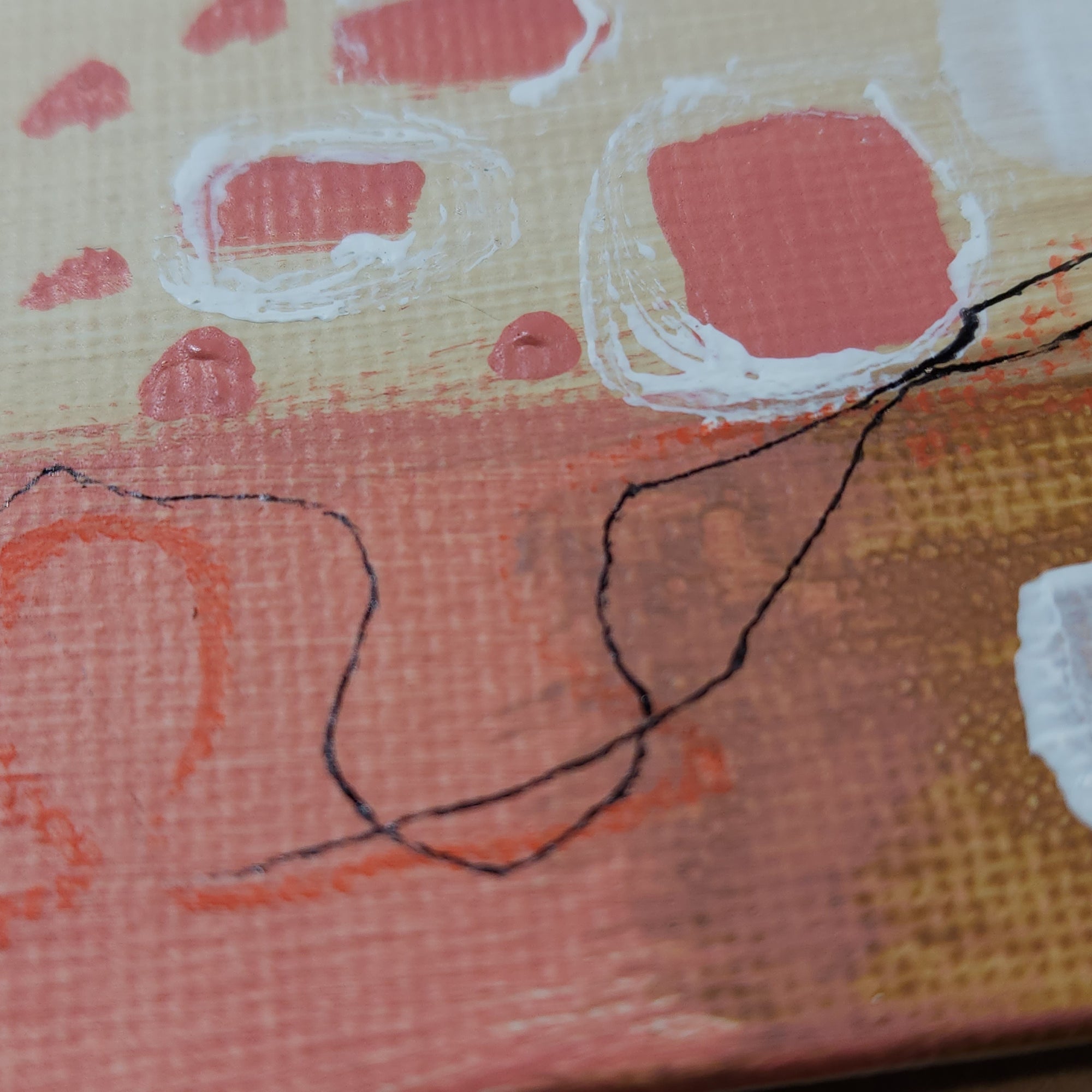 Pink Abstract Original Paintings Framed Art - Set of 4pc 5x7"