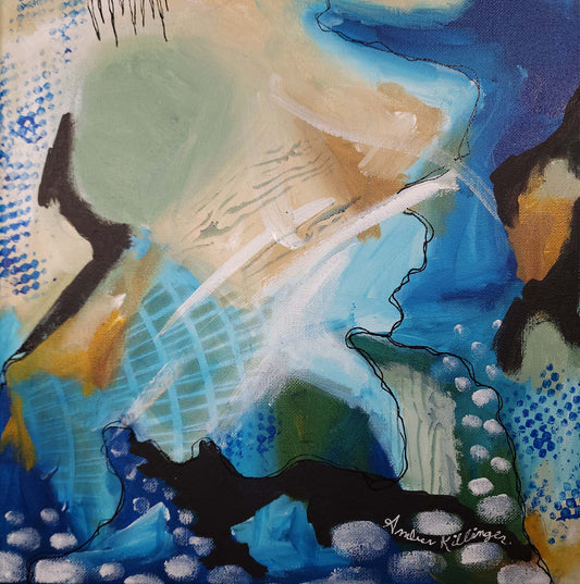 On Purpose Blue 2 -  Original Abstract Art Painting 12x12