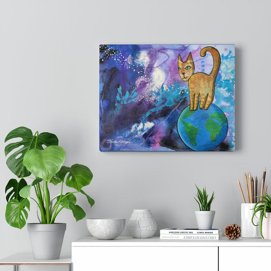 "Cat's On Top Of The World" Canvas Wrap Print