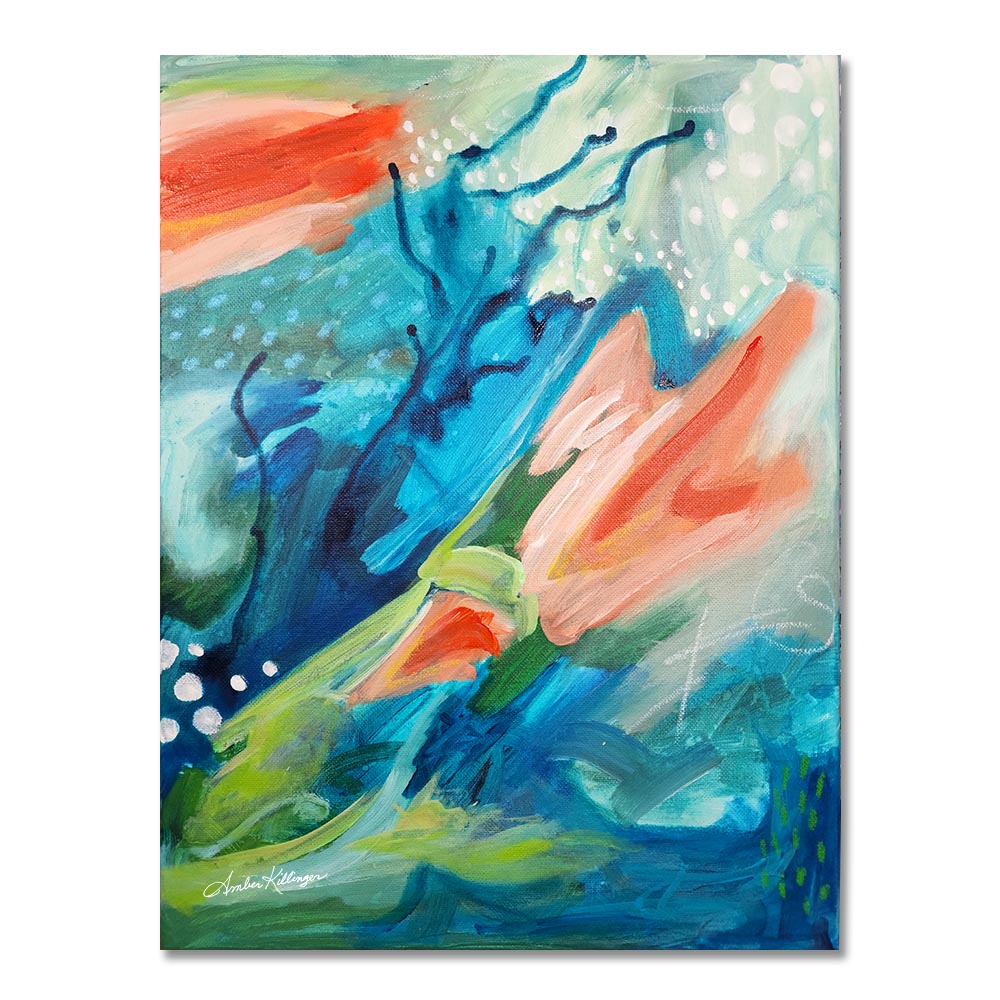 Blue Orange Flame The Fire 2 - Original Abstract Art Painting 24x16 inches - Amber Killinger Art