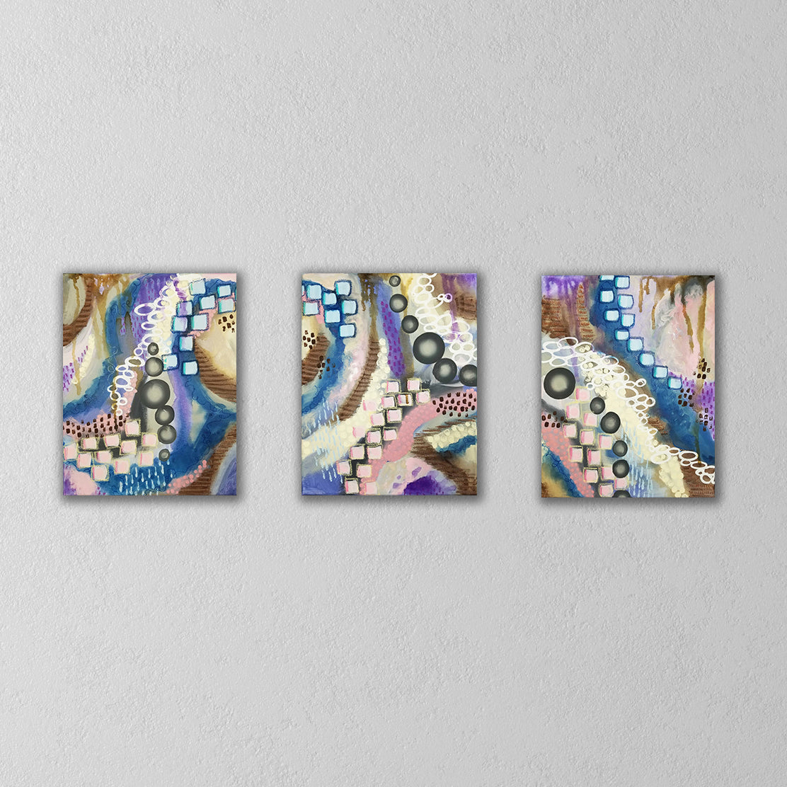 Abstract original wall art, 3-panel painting by Amber Killinger