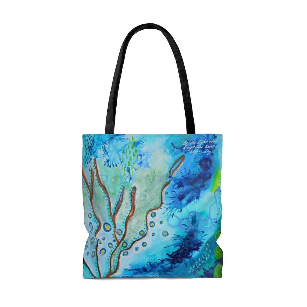 Be The Light - Artistic Tote Bag Ocean Coral Bubbles