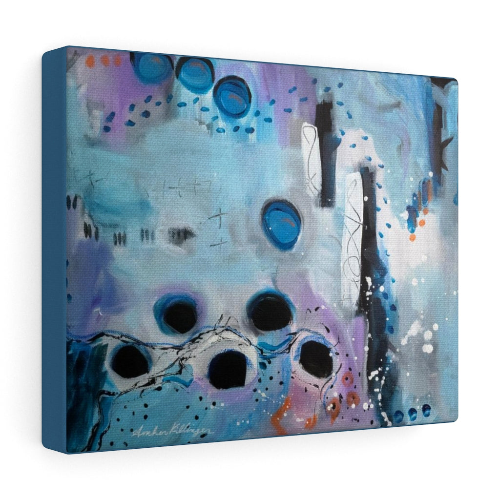 inspirational abstract art by Amber Killinger artist, blue purple canvas wall art